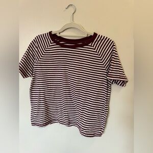Levi's Burgundy and White Striped Short Sleeve Tee